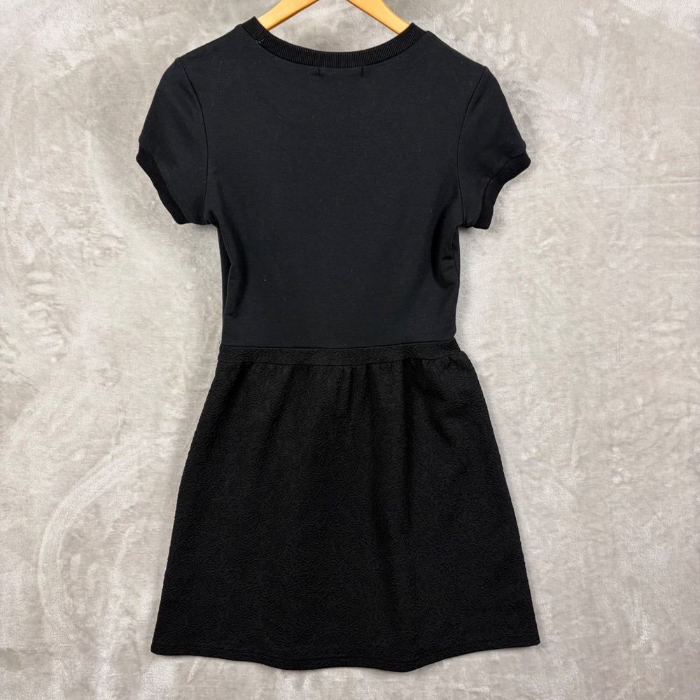 Folded & Hung Mini Dress Womens Size M Black Tiger Embroidered Mixed Media - Picture 2 of 9